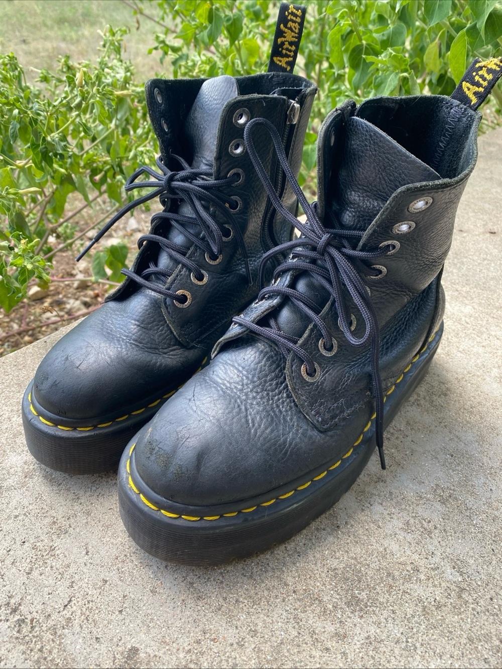 Dr. Martens Jadon platform combat boots size 7 Ladies side zip FLAW